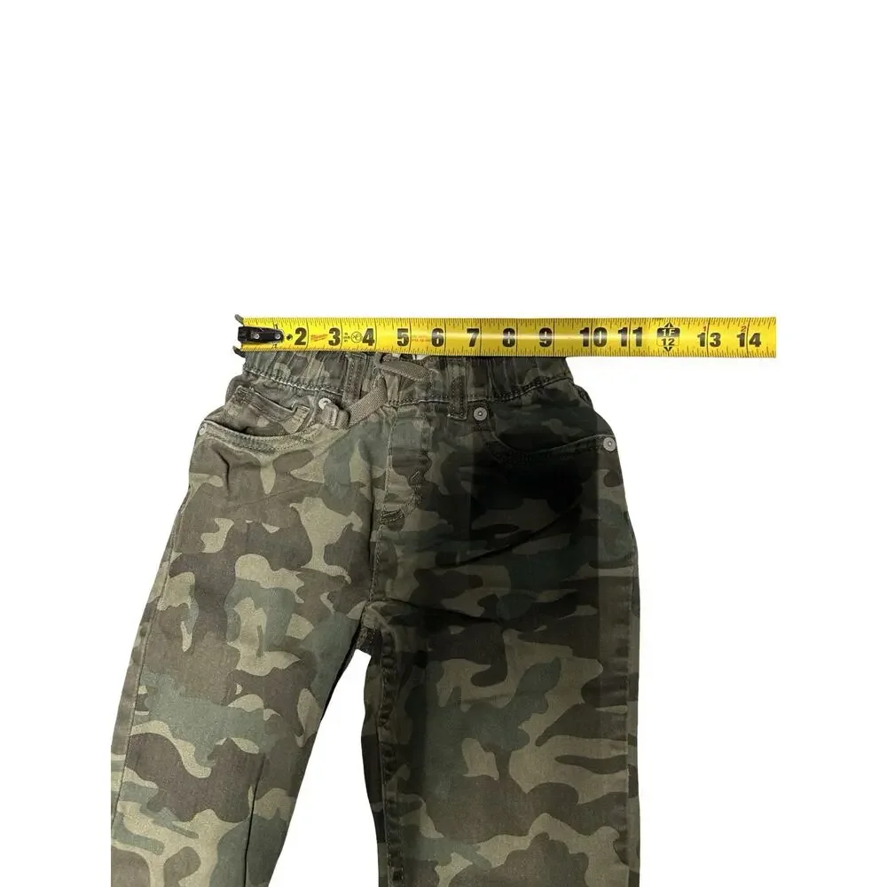 Levi’s Kids Camo Jogger Pants Size 7 Green Stretch Pull On Elastic Waist Cotton